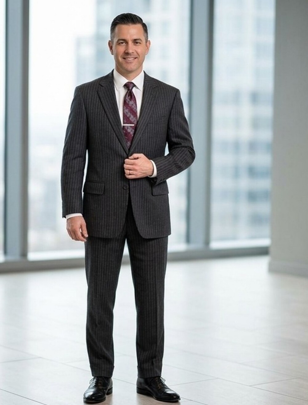 Vintage Lands' End Men's 2-Piece Suit 41R Vitale Canonico Italian Wool pinstripe